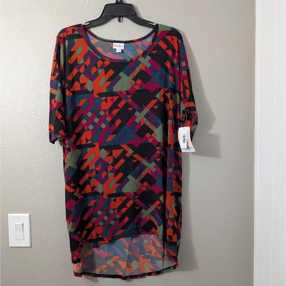 LuLaRoe Irma Tunic Top Multicolor Chevron Top